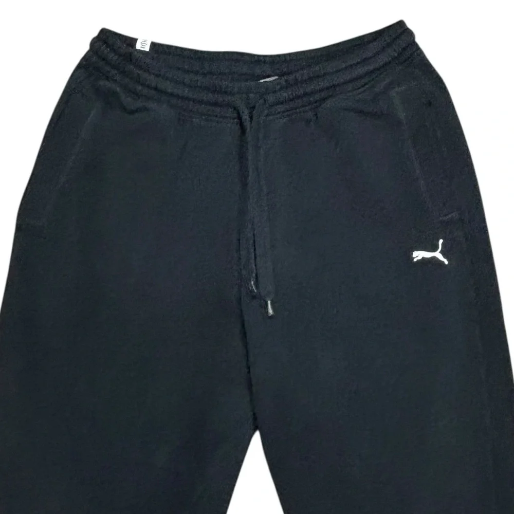 Puma Black 2 Pocket Elastic Drawstring Waist White Embroider Logo Track Pant XL - Picture 2 of 6